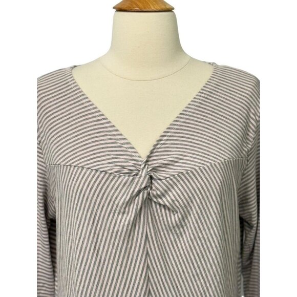 Cut Loose Soft Jersey Knit Top Stretchy 3/4 Sleeve Pink Gray Stripe Swing Size M - Picture 2 of 8